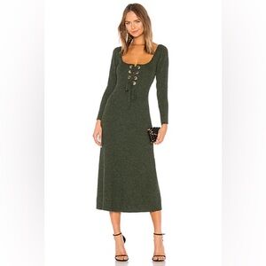 MARA HOFFMAN Daidra ribbed knit long sleeve midi alpaca dress